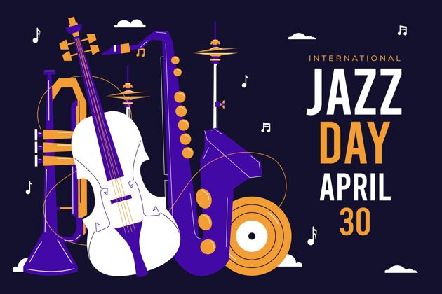 平面平面国际爵士日插画平面设计国际爵士乐日爵士乐
