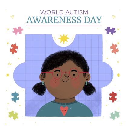 自闭症谱系障碍手绘世界自闭症意识日插图国际全球4月2日