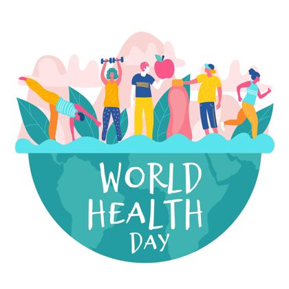 世界卫生组织手绘世界卫生日插图医疗保健庆祝全球