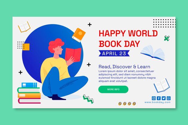 4月23日世界图书日庆祝横幅模板庆典模板情报