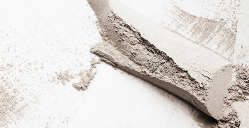 粉末平坦的粘土污迹粘土粉末顶视图特写