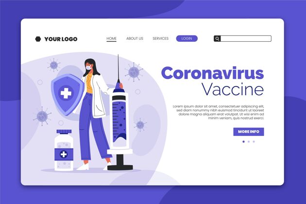 疾病冠状病毒疫苗登陆页有插图的人检疫大流行网页模板