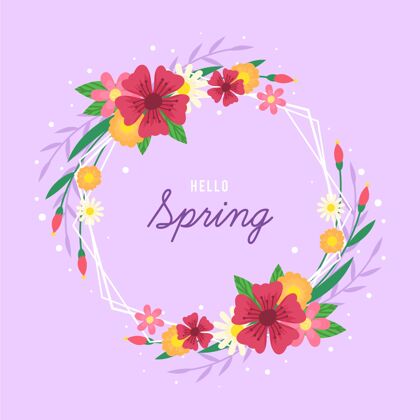 季节手绘弹簧花框 带信息春天植物花