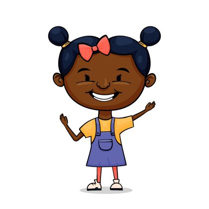 卡通卡通黑人女孩插画黑人非洲裔美国人孩子