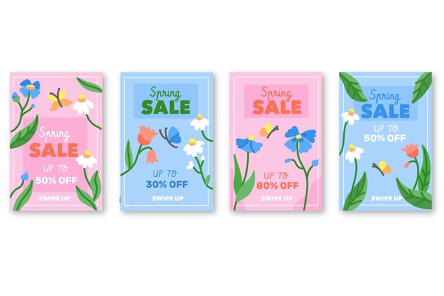 春天春季销售instagram故事集季节设置花卉