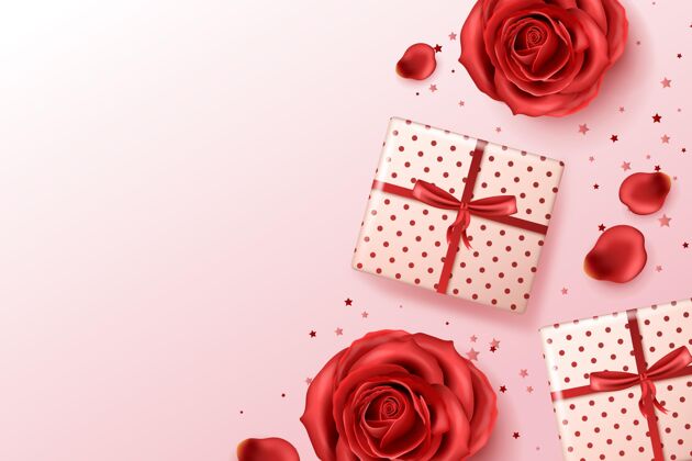 壁纸红玫瑰和礼物的真实背景爱情礼物庆祝