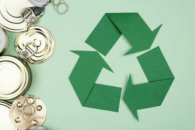 环保回收概念平放生态系统设置顶视图