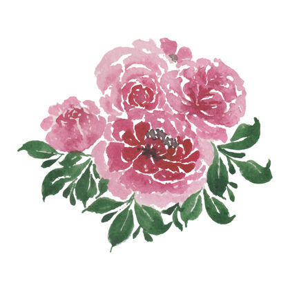 可爱手工水彩花卉艺术叶玫瑰手工制作