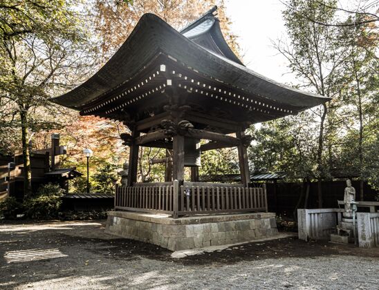 建筑传统的日本木结构水平神龛圣殿
