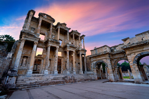 希腊土耳其伊兹密尔以弗所古城的塞尔苏图书馆图书馆考古古老