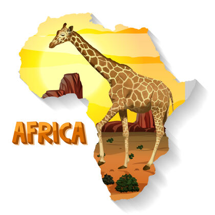 环境地图上有非洲野生动物植物地图自然
