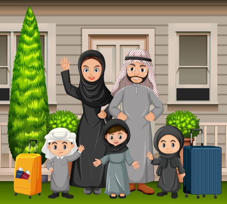 伊斯兰教阿拉伯家庭度假人年轻服装