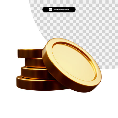 金融一堆金币在3d渲染隔离渲染金融3d