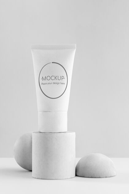 乳液奶油罐设置实心几何体极简主义护肤品地方你的设计