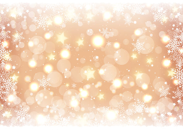 背景金色圣诞背景下的波基灯和星星金色星星闪光