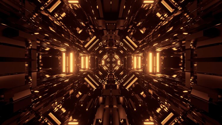 图案黑色的宇宙空间和金色的激光灯-完美的数字墙纸夜生活闪耀风格