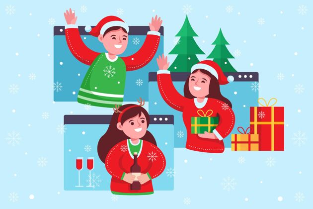 季节网上圣诞庆祝活动十二月虚拟