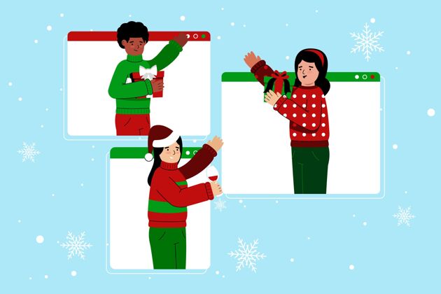 节日网上圣诞庆祝冬天季节快乐