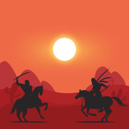 手臂阿拉伯骑士在沙漠中骑马战斗守护者墙纸战士