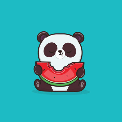 水果可爱的动物熊猫可爱食物西瓜