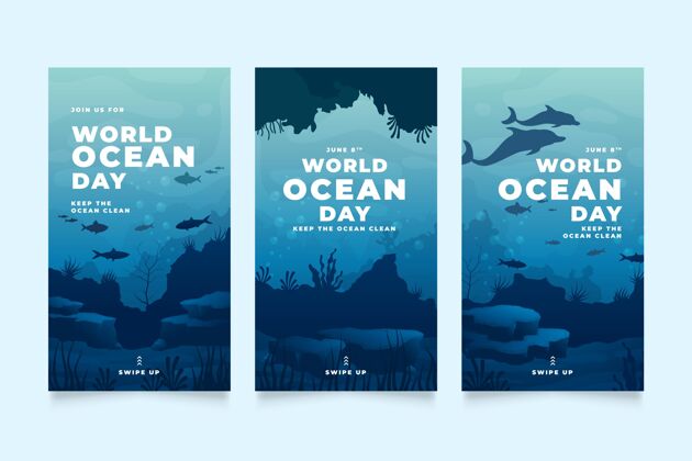 生态梯度世界海洋日instagram故事集网络模板故事海洋日