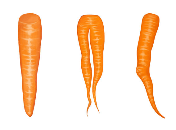 套餐剥皮的胡萝卜套在白色的隔离胡萝卜饮食食物
