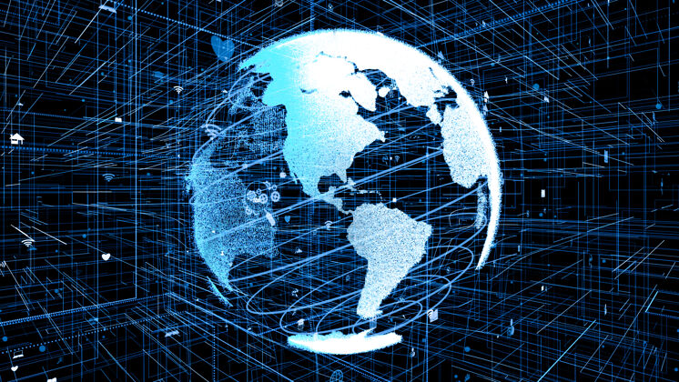 系统全球在线互联网概念的三维插图创新连接安全