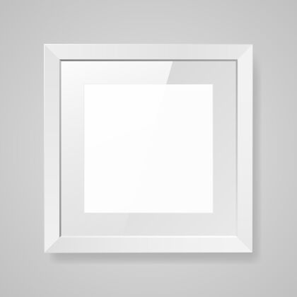 玻璃现实的空正方形白色框架与玻璃框架墙图片
