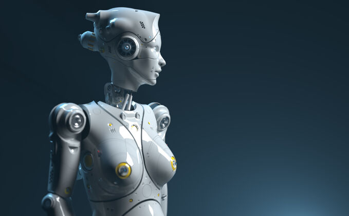 医疗科技机器人赛菲机器人三维渲染3d渲染蓝眼睛人