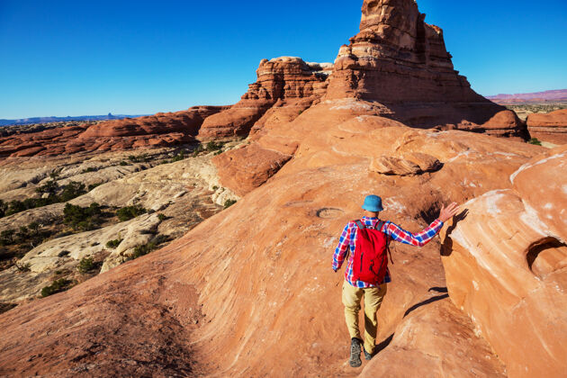 灵感犹他州徒步旅行山远足不寻常的自然风景太棒了形成砂岩地层目的地徒步旅行国家