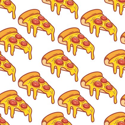 美食披萨图案背景比萨饼切片奶酪