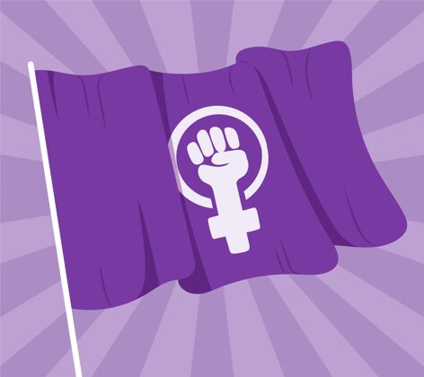 女性象征手绘女权旗帜女权主义插图拳头