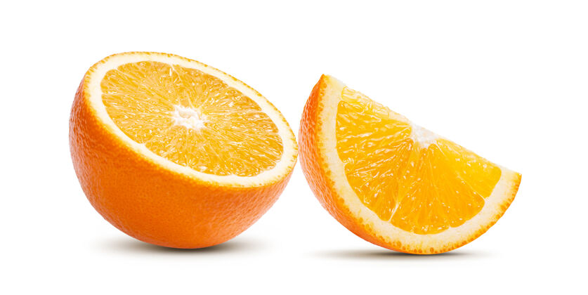 颜色在白色背景上隔离的橘子片柑橘热带新鲜