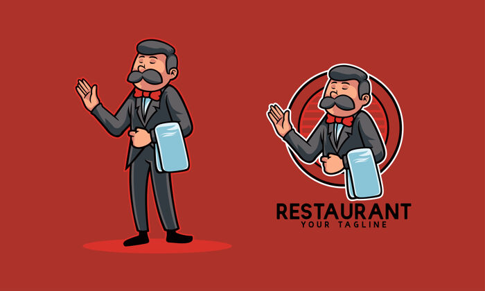 男人女服务员吉祥物标志标志服务员餐厅