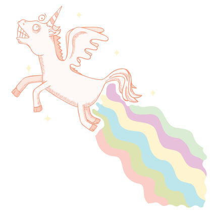插图会飞的胖乎乎的小马艺术品素描绘图