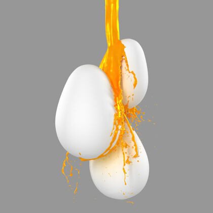 手工制作鸡蛋上滴下的喷漆 3d插图运动流体喷雾