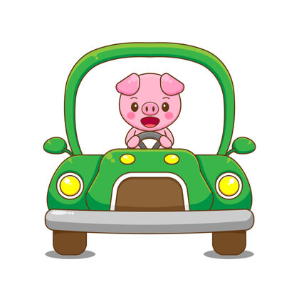 小猪猪性格开车可爱骑汽车
