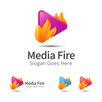 火焰媒体和消防现代标志设计模板火应用程序标志