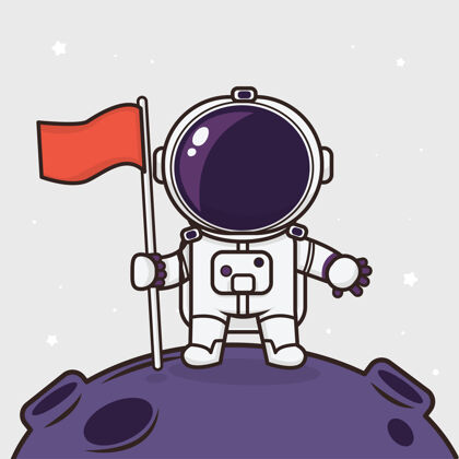 卡通可爱的宇航员头盔宇航员旗帜