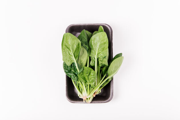 膳食新鲜绿色菠菜包装上的有机食品 健活方式.top查看食品和饮料营养烹饪