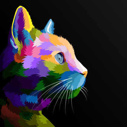 波普艺术彩色猫波普艺术肖像独立装饰猫头插图