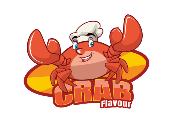 厨师红蟹味卡通人物吉祥物设计卡通商标海鲜