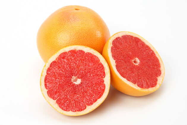 葡萄柚白底柑橘切果柚子什锦水果食物