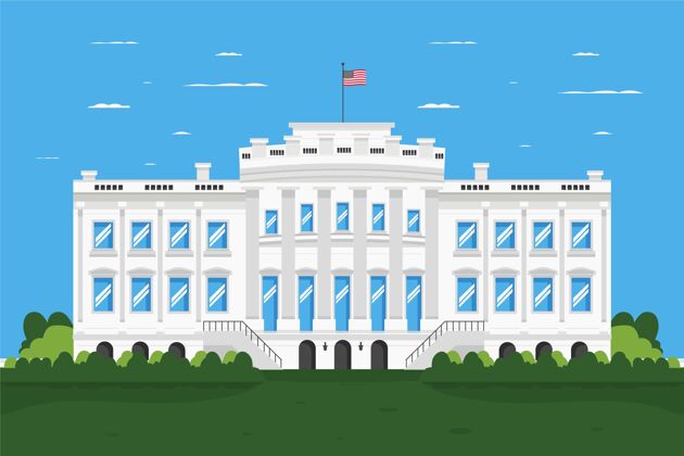 美国白宫平面设计插画住宅美国住所
