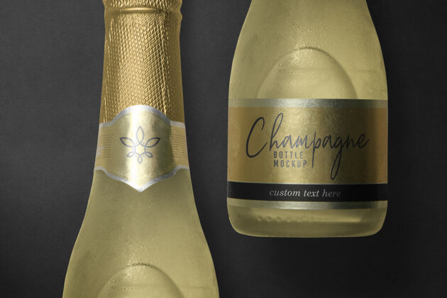 酒精小香槟瓶标签样机设计隔离3d优雅饮料