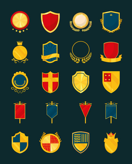 金属中世纪盾图集钢徽章装饰