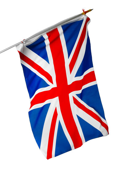 飞行白色背景上飘扬的英国国旗风英国旗帜