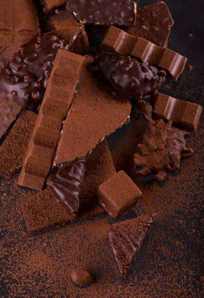 糖黑巧克力木背景配料美食美食