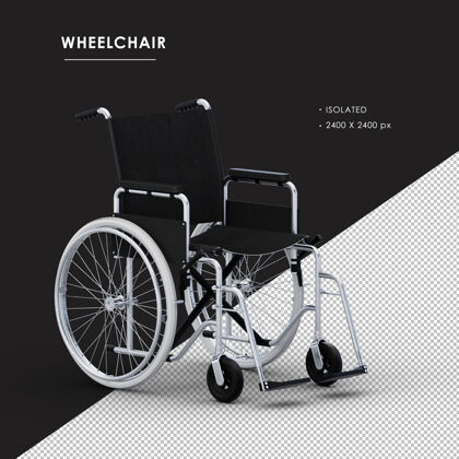 真实从右前方看 是孤立的金属轮椅3d渲染渲染椅子