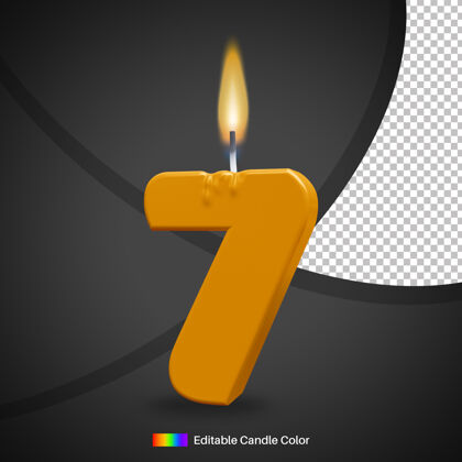 蜡烛7号生日蜡烛用火焰作为蛋糕的装饰元素烛光渲染火焰